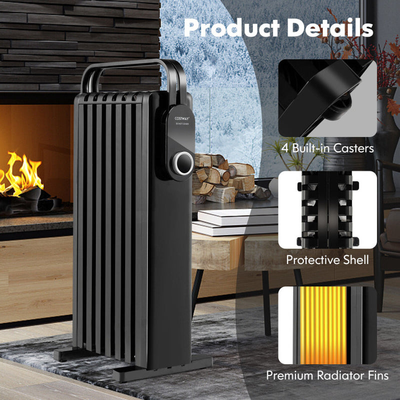 1500W Electric Space Heater Oil Filled Radiator Heater with Foldable