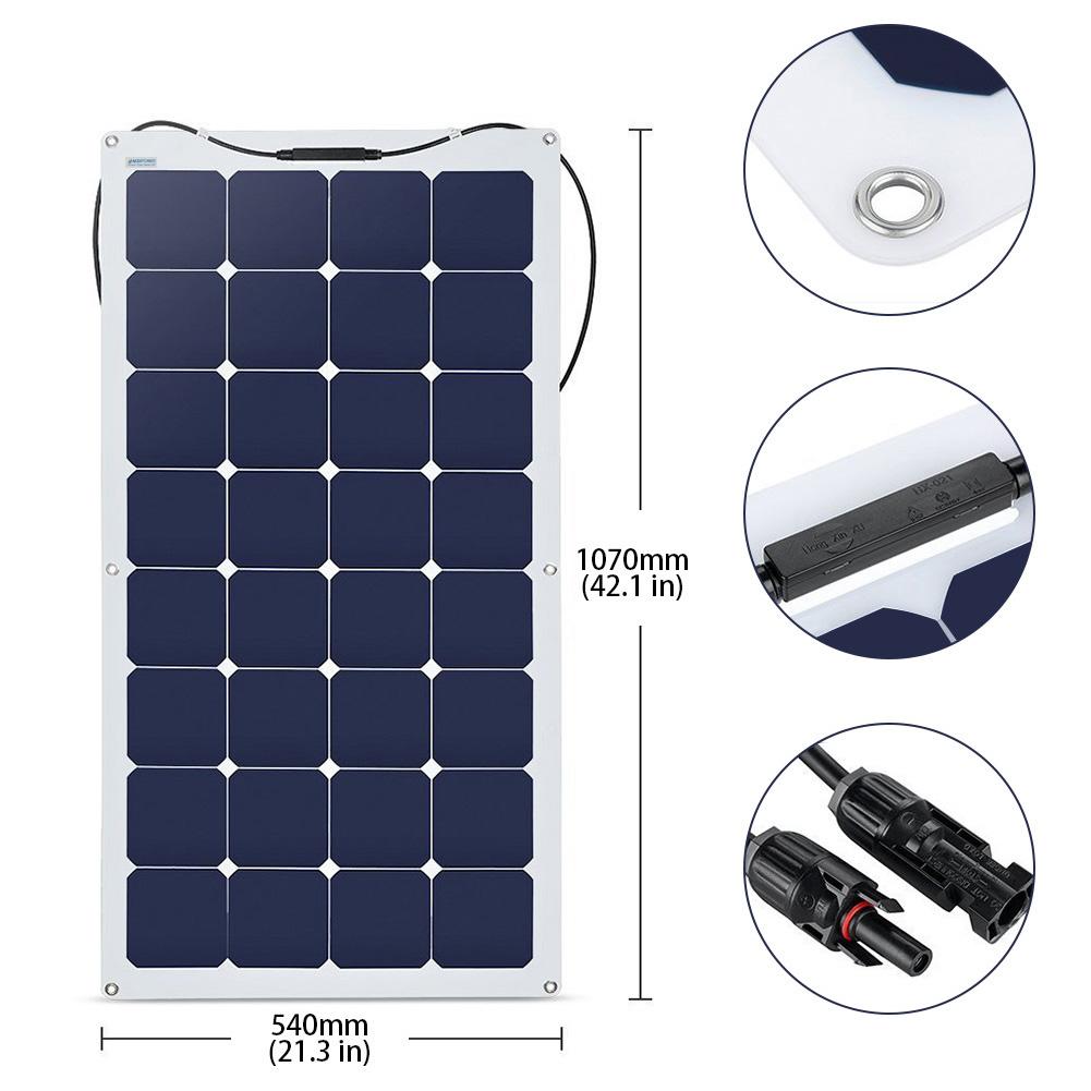 ACOPower 110w 12v Flexible Thin lightweight ETFE Solar Panel with