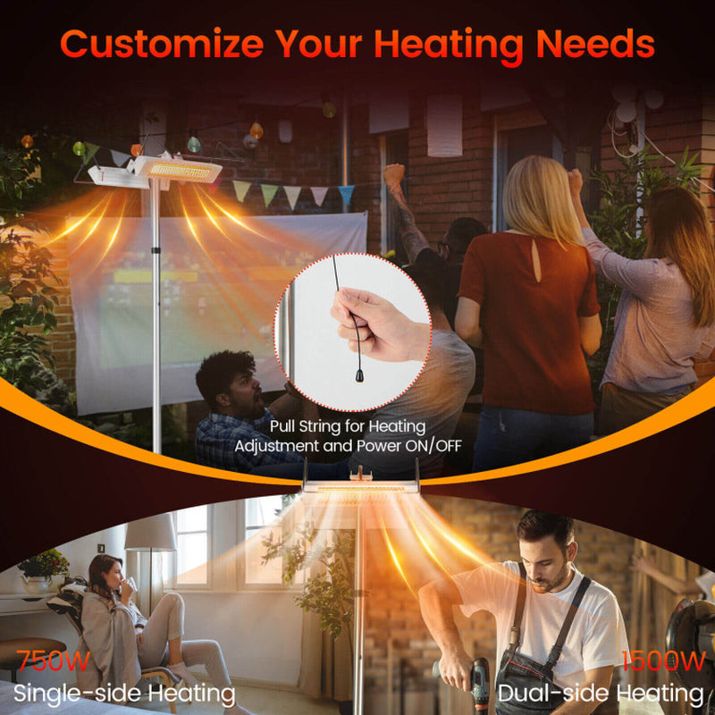 1500W Standing Electric Heater with Double-Sided Heating