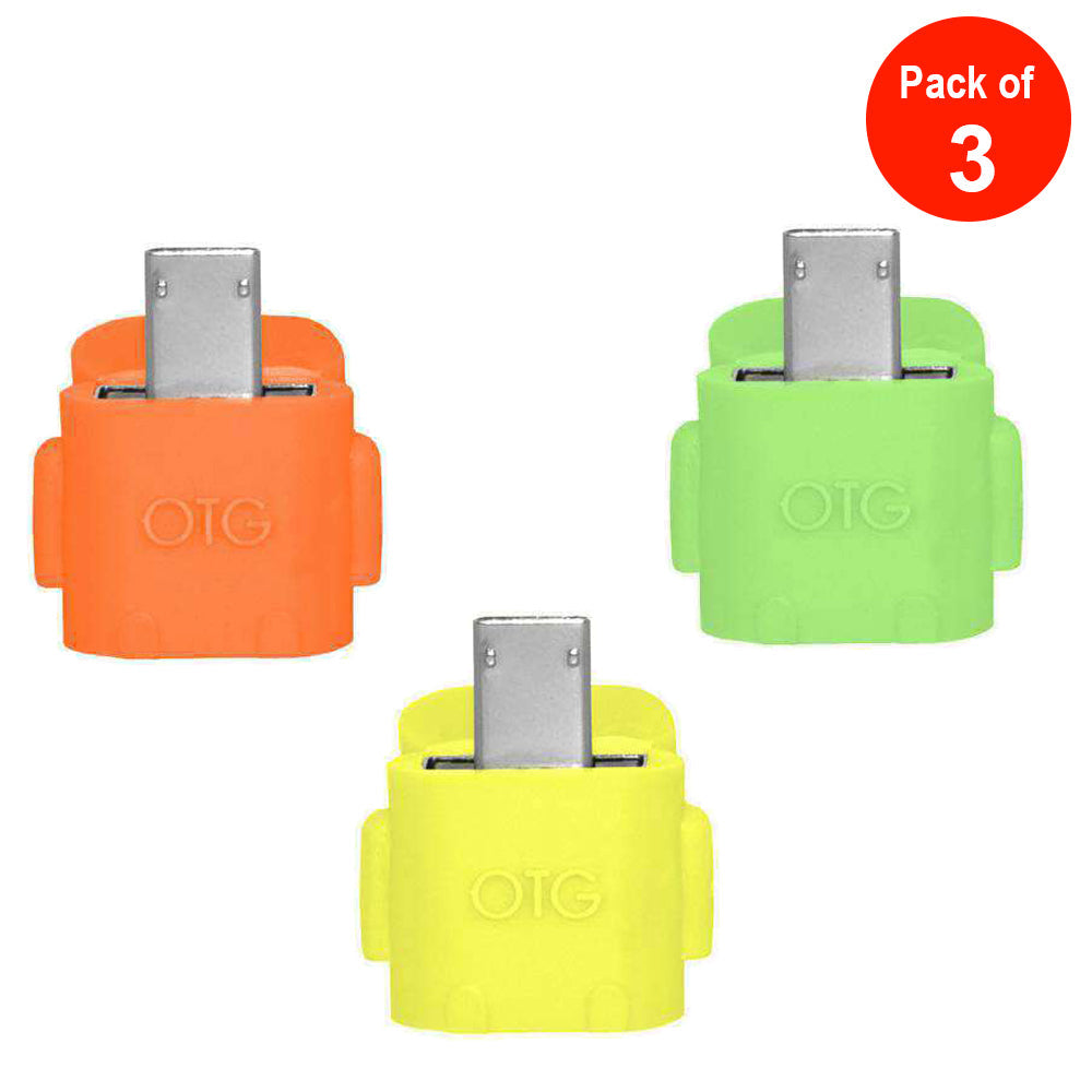 Android Robot Shape Micro USB OTG Adapter (Random Color) - pack of 6