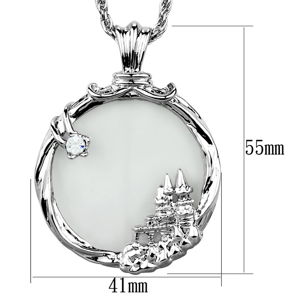3W907 - Rhodium Brass Magnifier pendant with Top Grade Crystal in