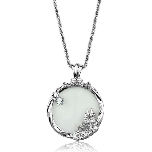 3W907 - Rhodium Brass Magnifier pendant with Top Grade Crystal in