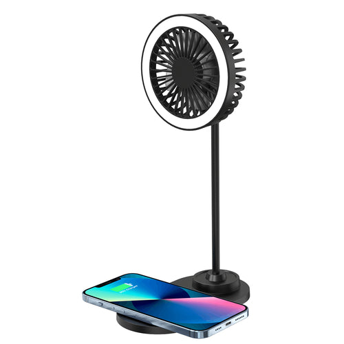 ZTECH IllumiBreeze - LED Desk Fan with Wireless Charging Base