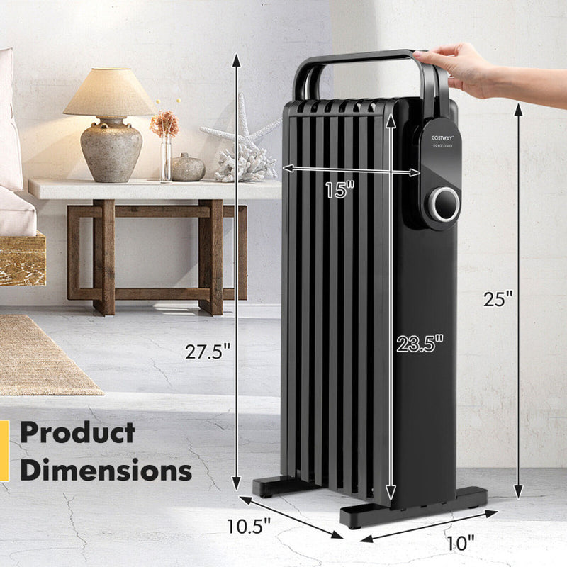 1500W Electric Space Heater Oil Filled Radiator Heater with Foldable