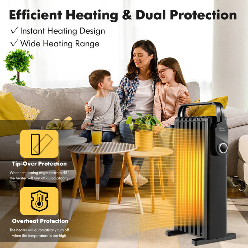 1500W Electric Space Heater Oil Filled Radiator Heater with Foldable
