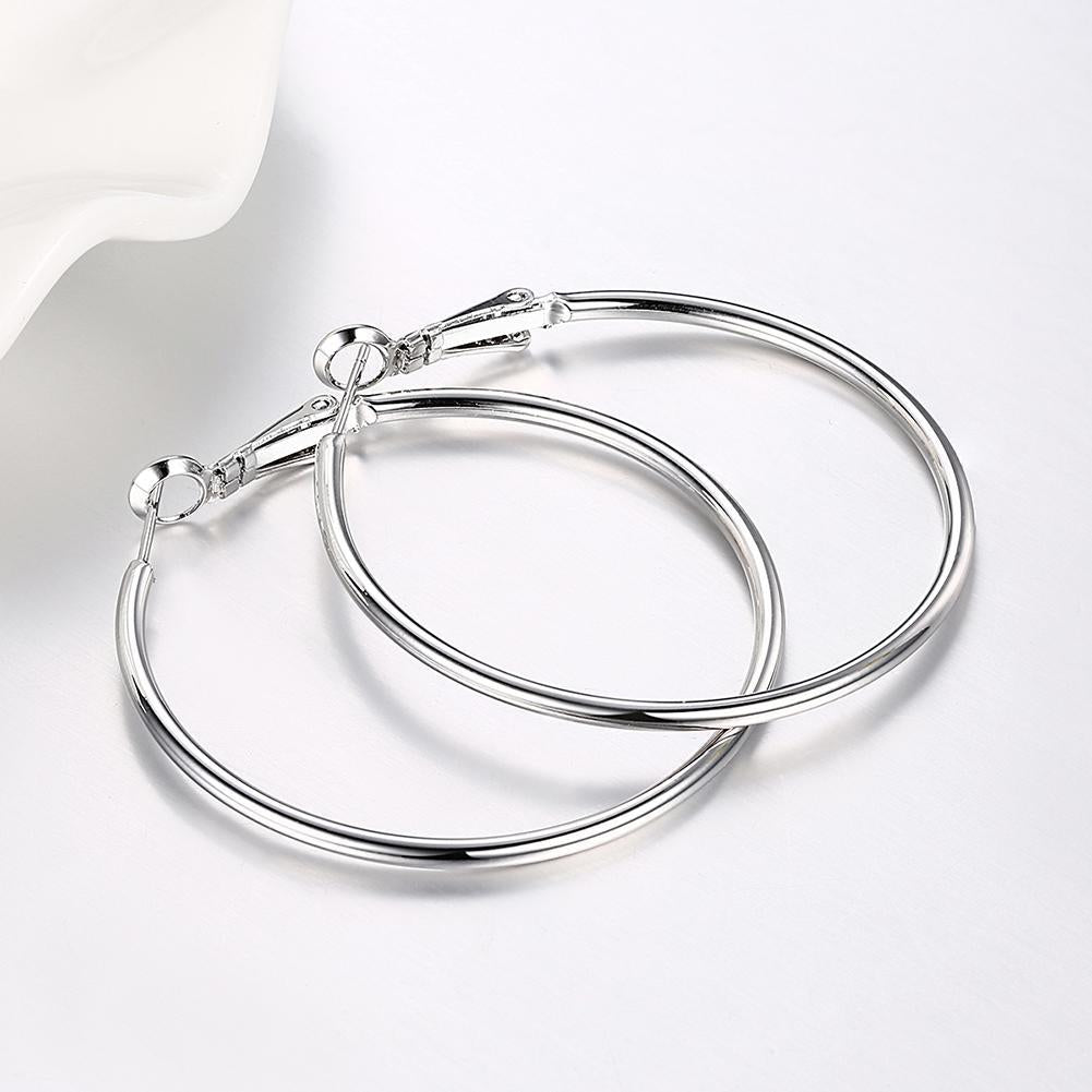 42mm Round Hoop Earring in 18K White Gold Plated