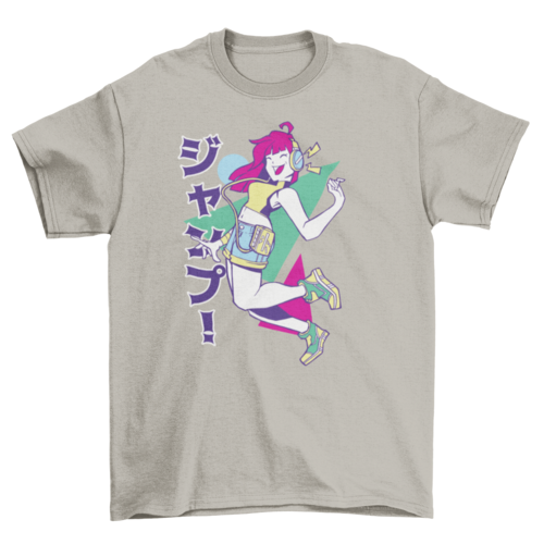 Anime girl headphones music t-shirt