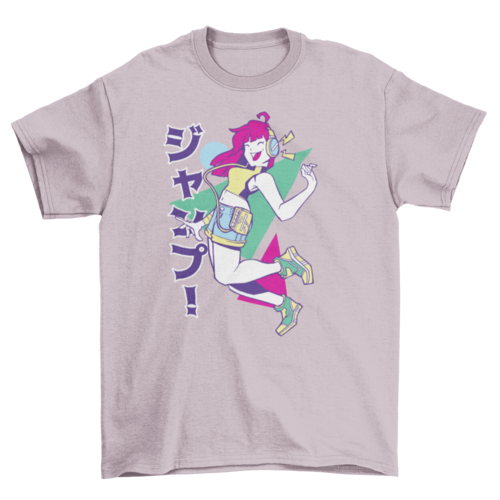Anime girl headphones music t-shirt