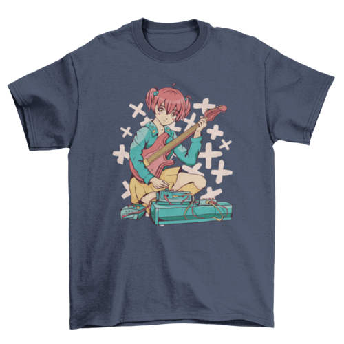 Anime girl electric guitar t-shirt