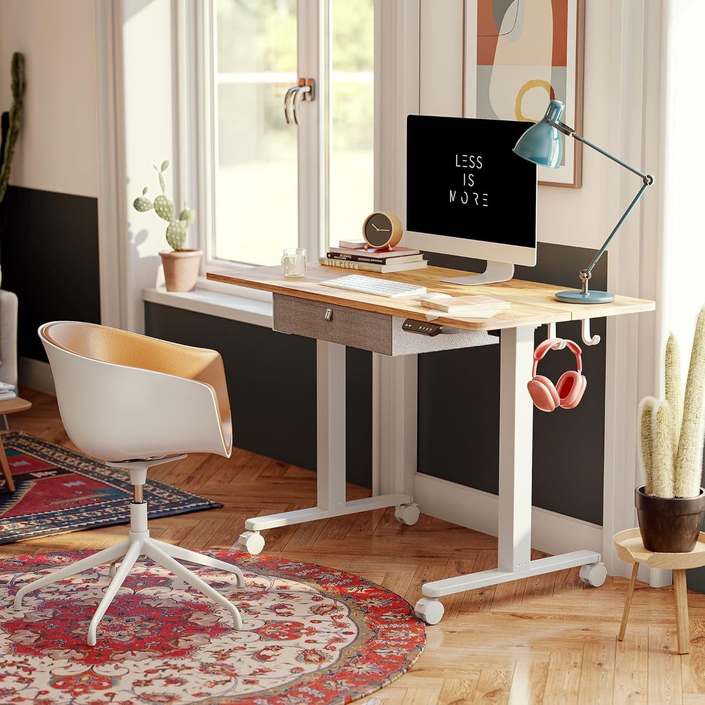40 X 24 Inches Standing Desk with Drawer, Adjustable Height Electric