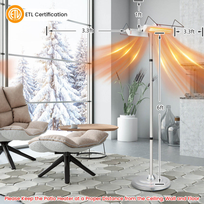 1500W Standing Electric Heater with Double-Sided Heating