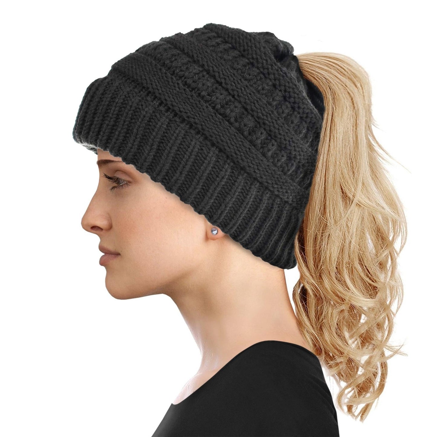 Women's Soft-Knit Ponytail Hat (Multiple Colors)