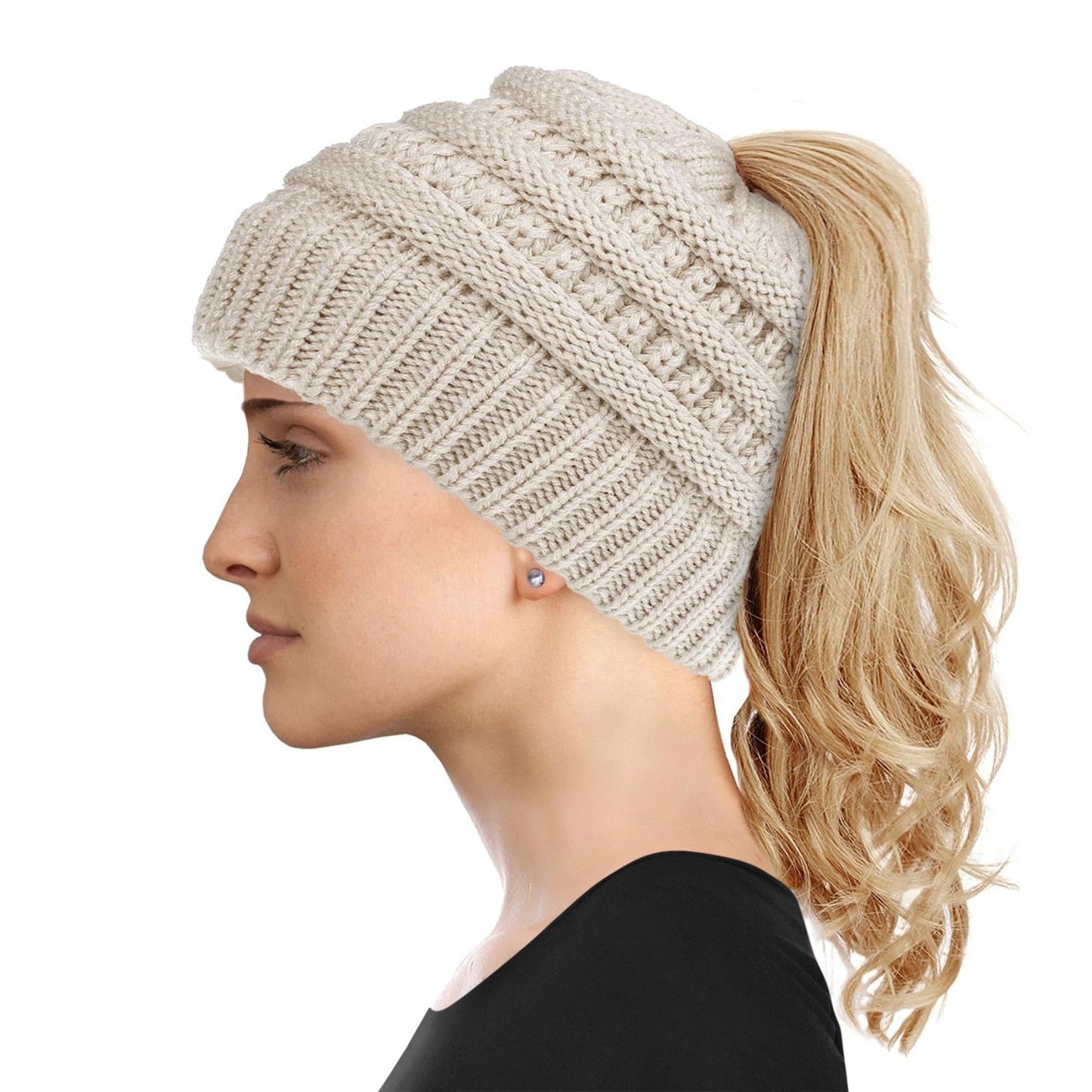 Women's Soft-Knit Ponytail Hat (Multiple Colors)