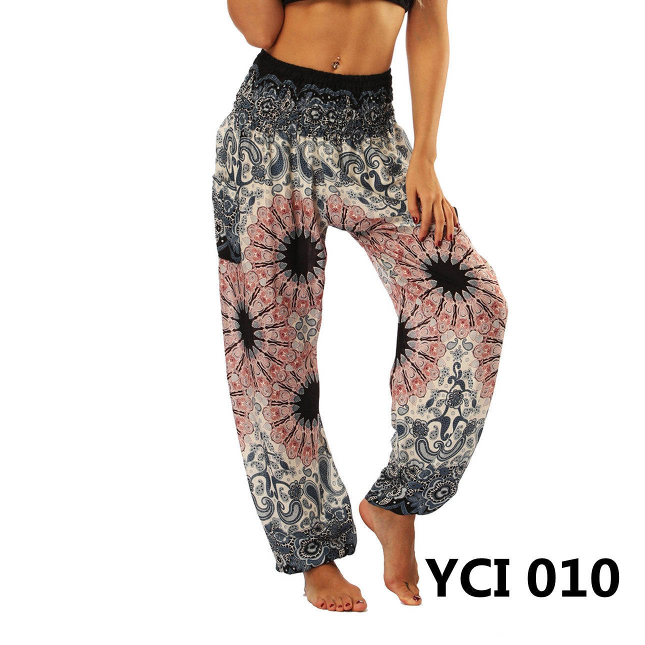 Women's Harem Pants, High Waist Yoga Boho Trousers with Pockets