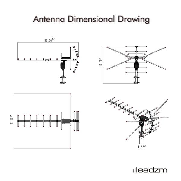360°Rotation 45-230MHz/470-860MHz 15-22dB Outdoor Antenna