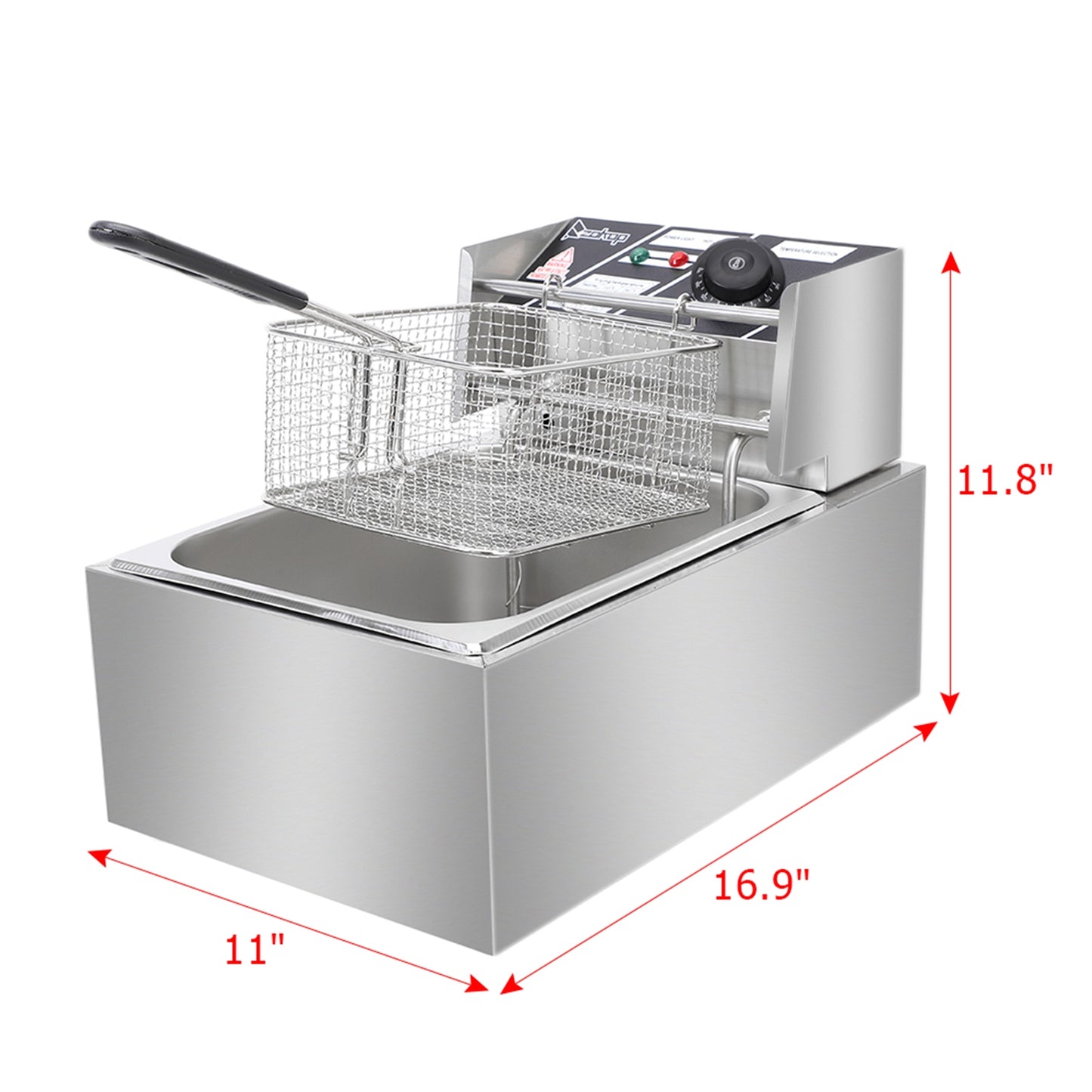 2500W MAX 110V 6L Stainless Steel Single Cylinder Electric Fryer