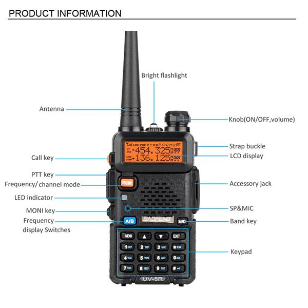 6pcs BAOFENG 136-174MHz / 400~520MHz Dual Band Walkie Talkie