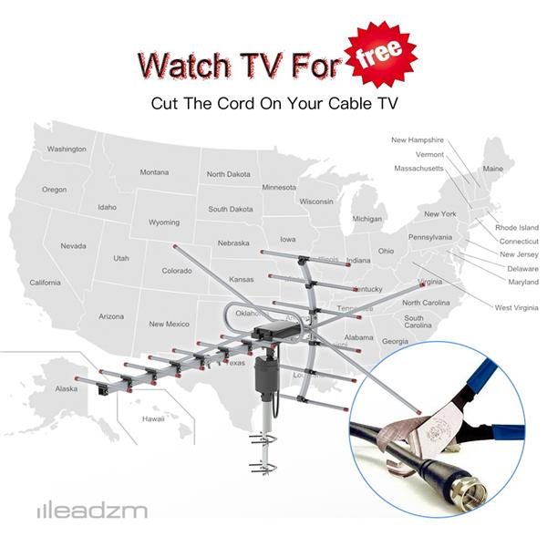 360°Rotation 45-230MHz/470-860MHz 15-22dB Outdoor Antenna