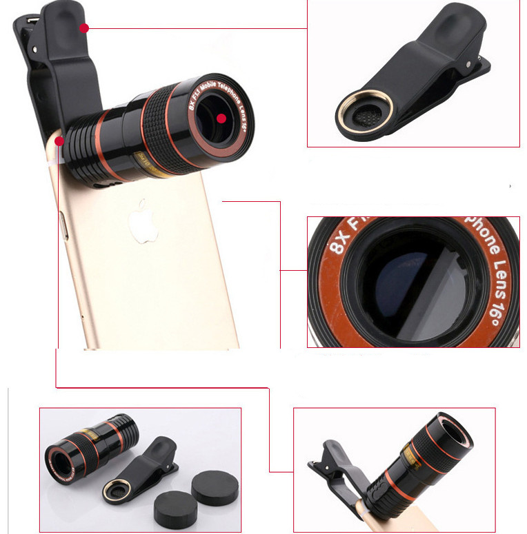 ,Mobile Phone Universal 8X8 Optical Zoom Telescope