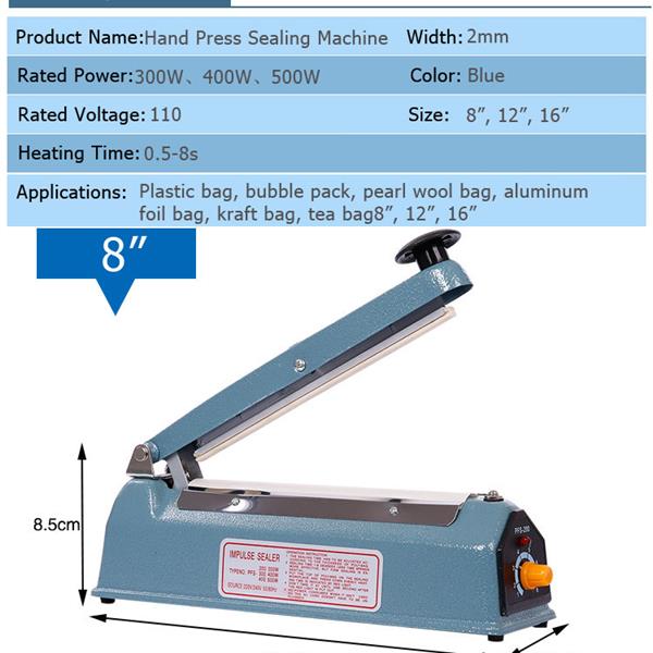 12" 450W Portable Manual Sealing Machine