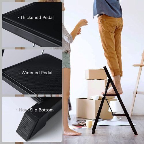 2-4 Step Sturdy Steel Ladder Folding Step Stool with Anti-Slip Pedal