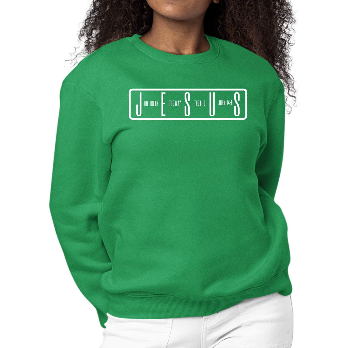 Womens Long Sleeve Graphic Sweatshirt Jesus The Truth The Way The Life