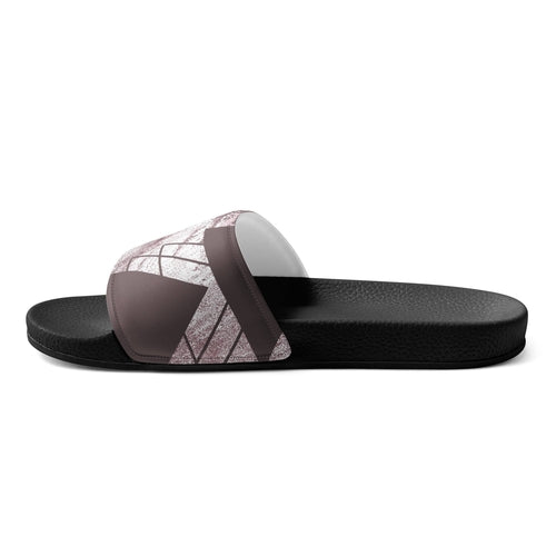 Women's Slides Mauve Rose And White Triangular Colorblock