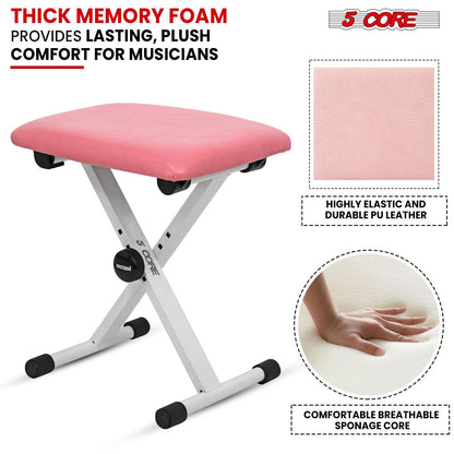 5 Core Keyboard Bench 2" Padded Cushioned Piano Stool Height
