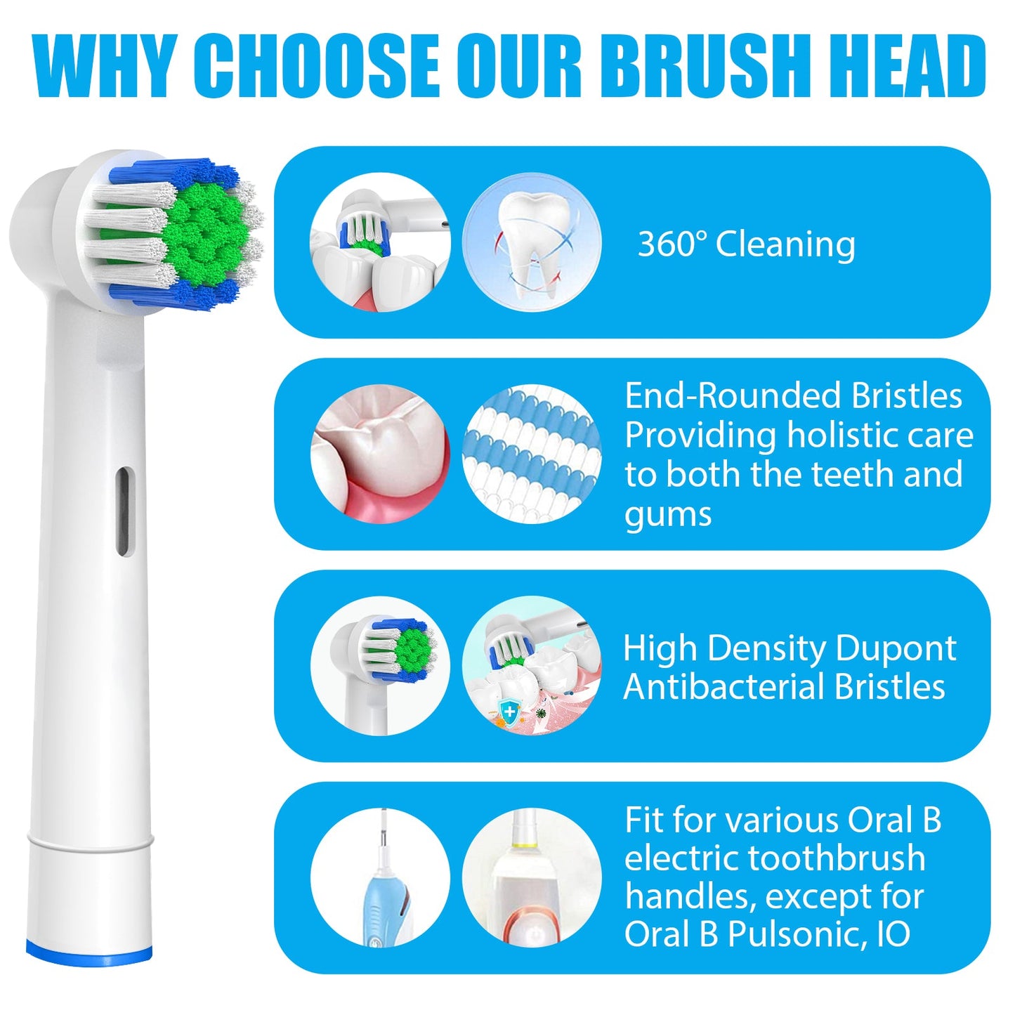 4/8/12/20 Pcs Replacement Electric Toothbrush Heads  Refill 7000/Pro