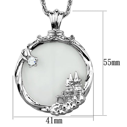 3W907 - Rhodium Brass Magnifier pendant with Top Grade Crystal  in