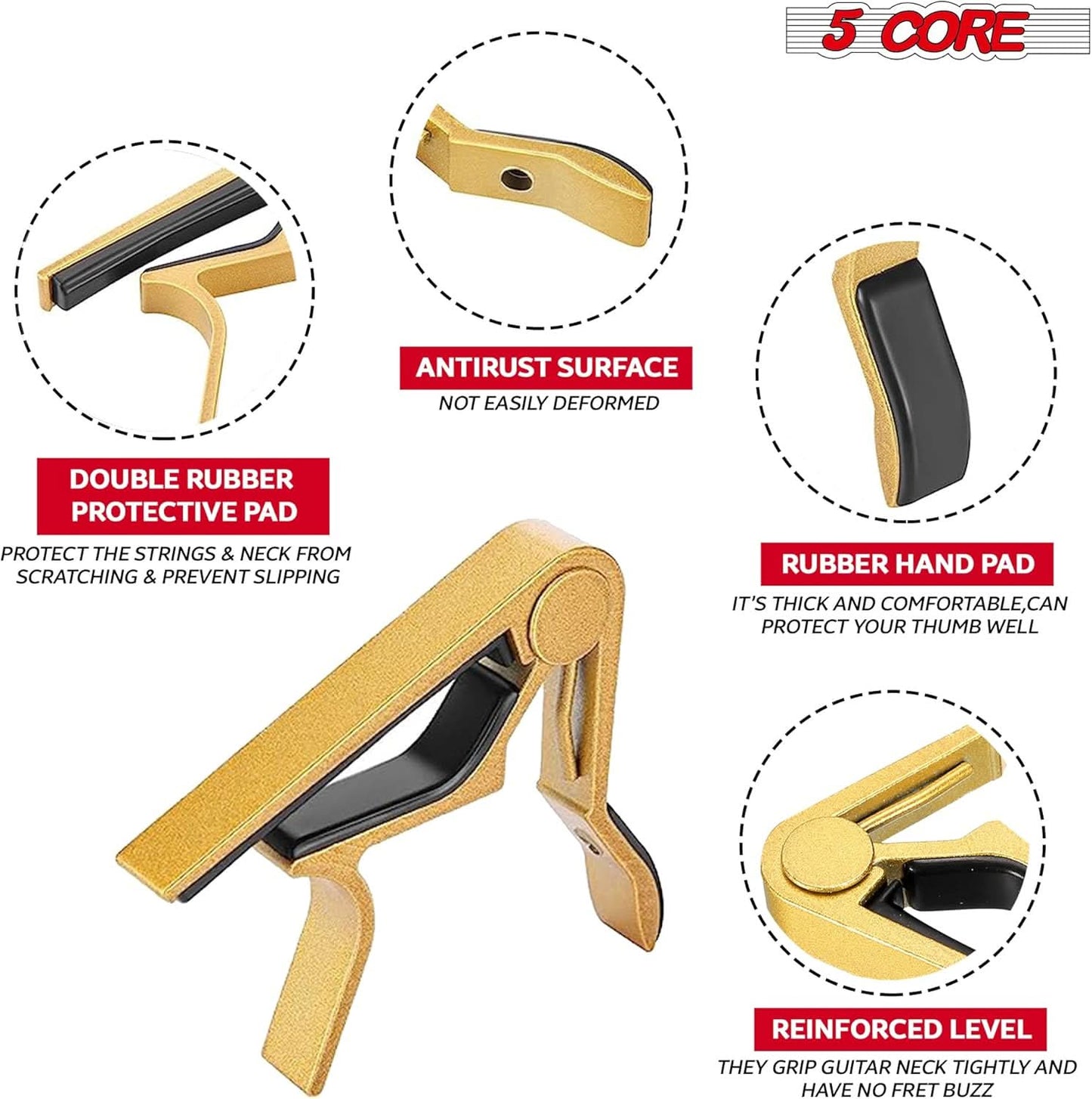 5 Core Capo Acoustic Electric Guitar 6 String Kapo 2 Pair Quick And