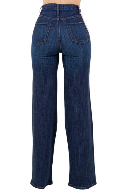Wide Leg Jean with Stripe detail
