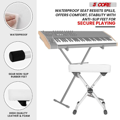 5 Core Keyboard Bench 3" Padded Cushioned Piano Stool Height