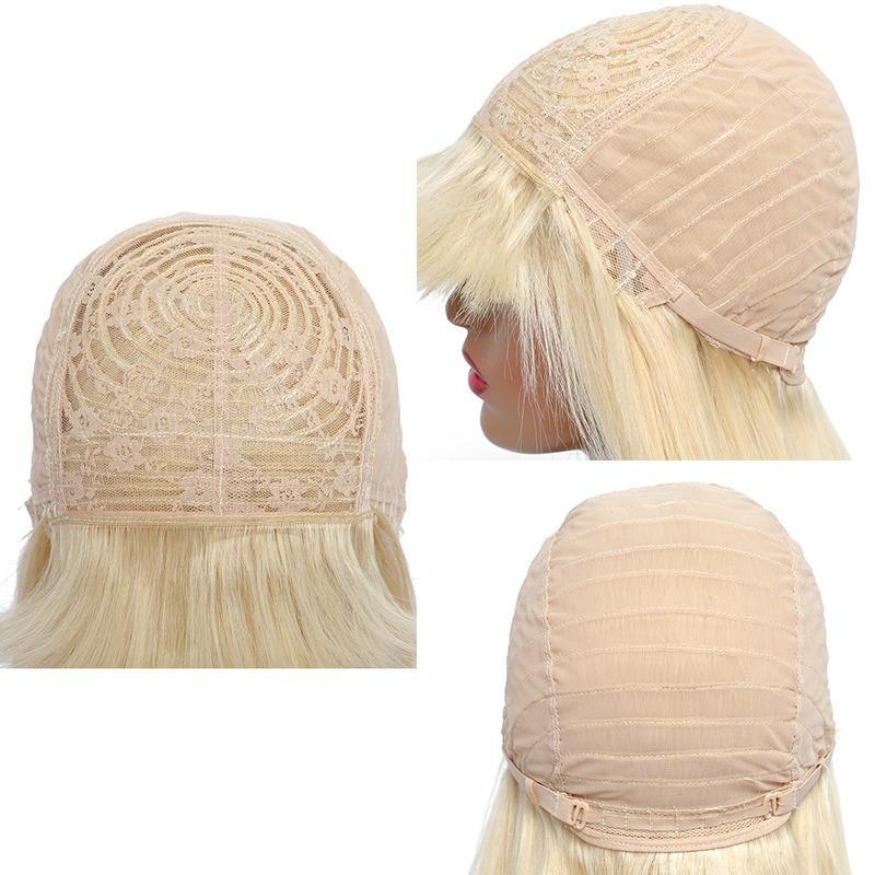 Wig with Bang 200% Density Human , #1B/613 Straight 180% Density #613