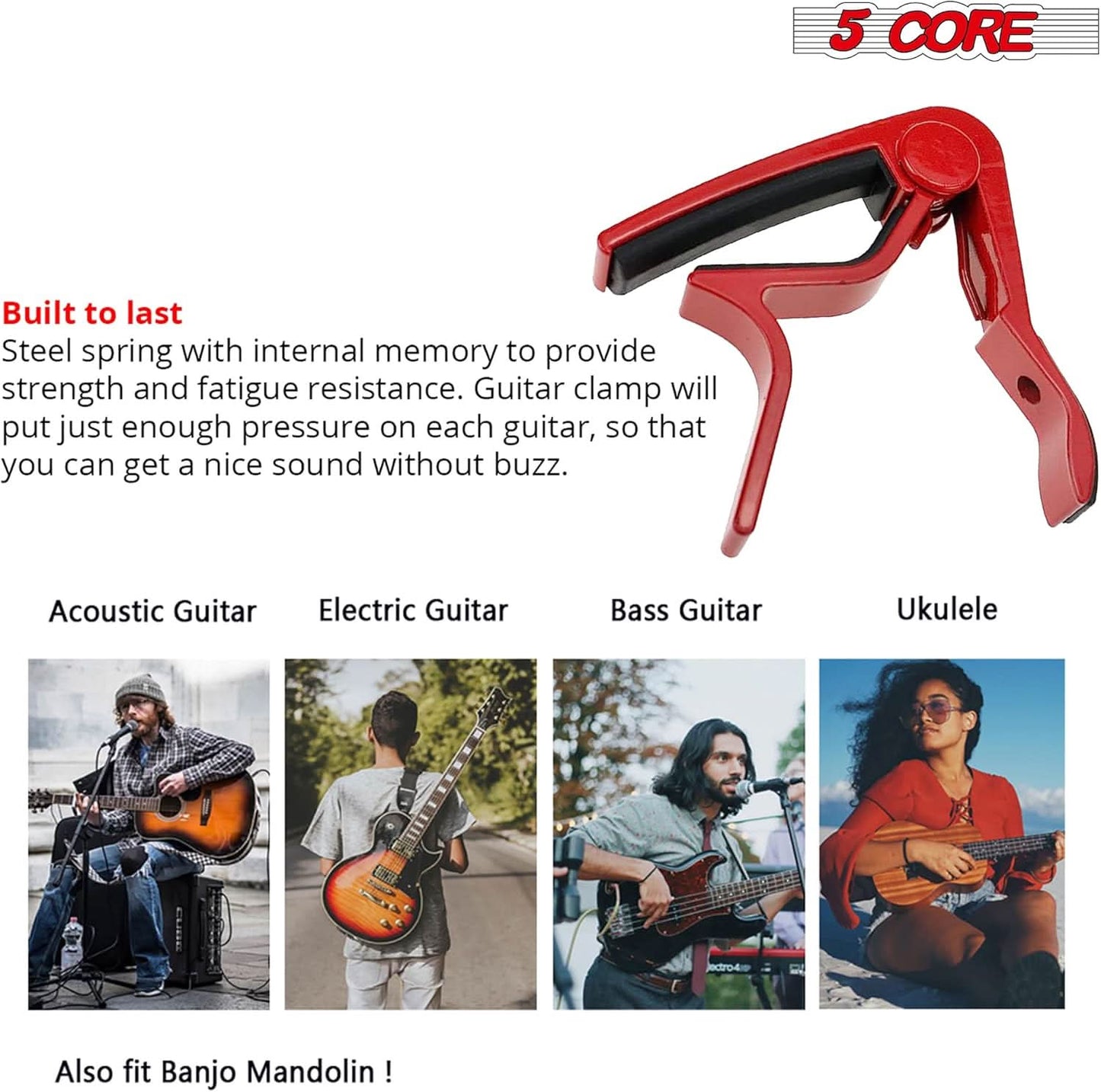 5 Core Capo Acoustic Electric Guitar 6 String Kapo 2 Pair Quick And