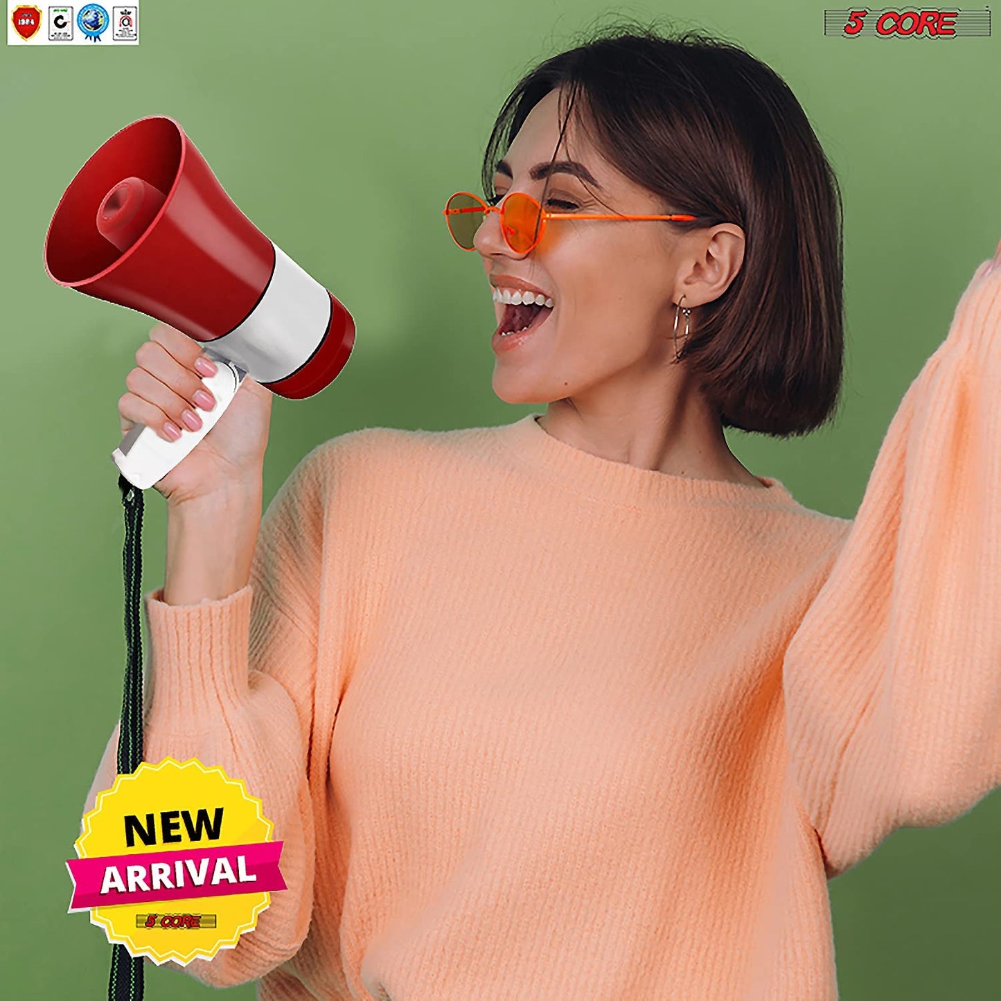 5 CORE Megaphone Handheld Bullhorn Loudspeaker Cheer Bull Horn Speaker