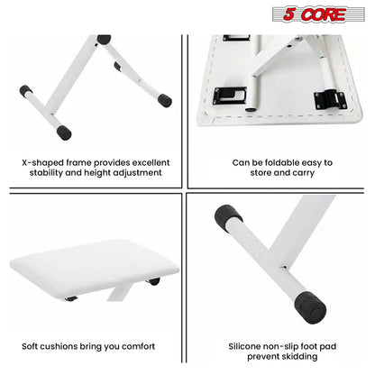 5 Core Keyboard Bench 2" Padded Cushioned Piano Stool Height