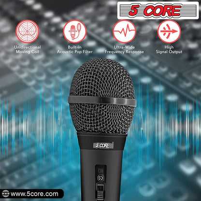 5Core XLR Microphone Dynamic Mic Karaoke Singing Studio Mics Handheld