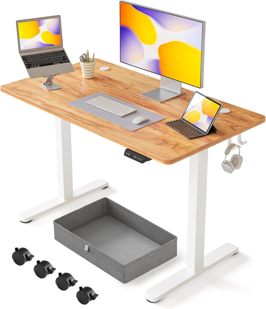 40 X 24 Inches Standing Desk with Drawer, Adjustable Height Electric