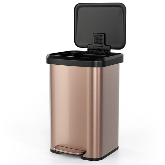 13-Gallon Copper Gold Stainless Steel Step Trash Can with Soft Close