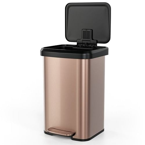 13-Gallon Copper Gold Stainless Steel Step Trash Can with Soft Close