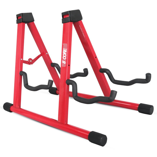 5Core Double Guitar Stand Floor Adjustable A Frame Folding Acoustic