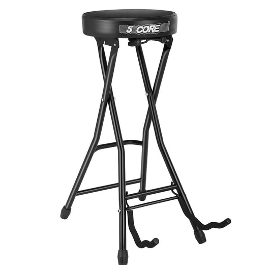 5Core Guitar Stool w Comfortable Padded Seat Foot Rest Guitar Holder w