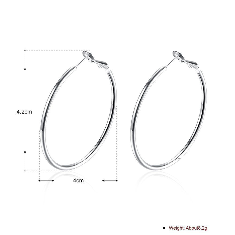 42mm Round Hoop Earring in 18K White Gold Plated