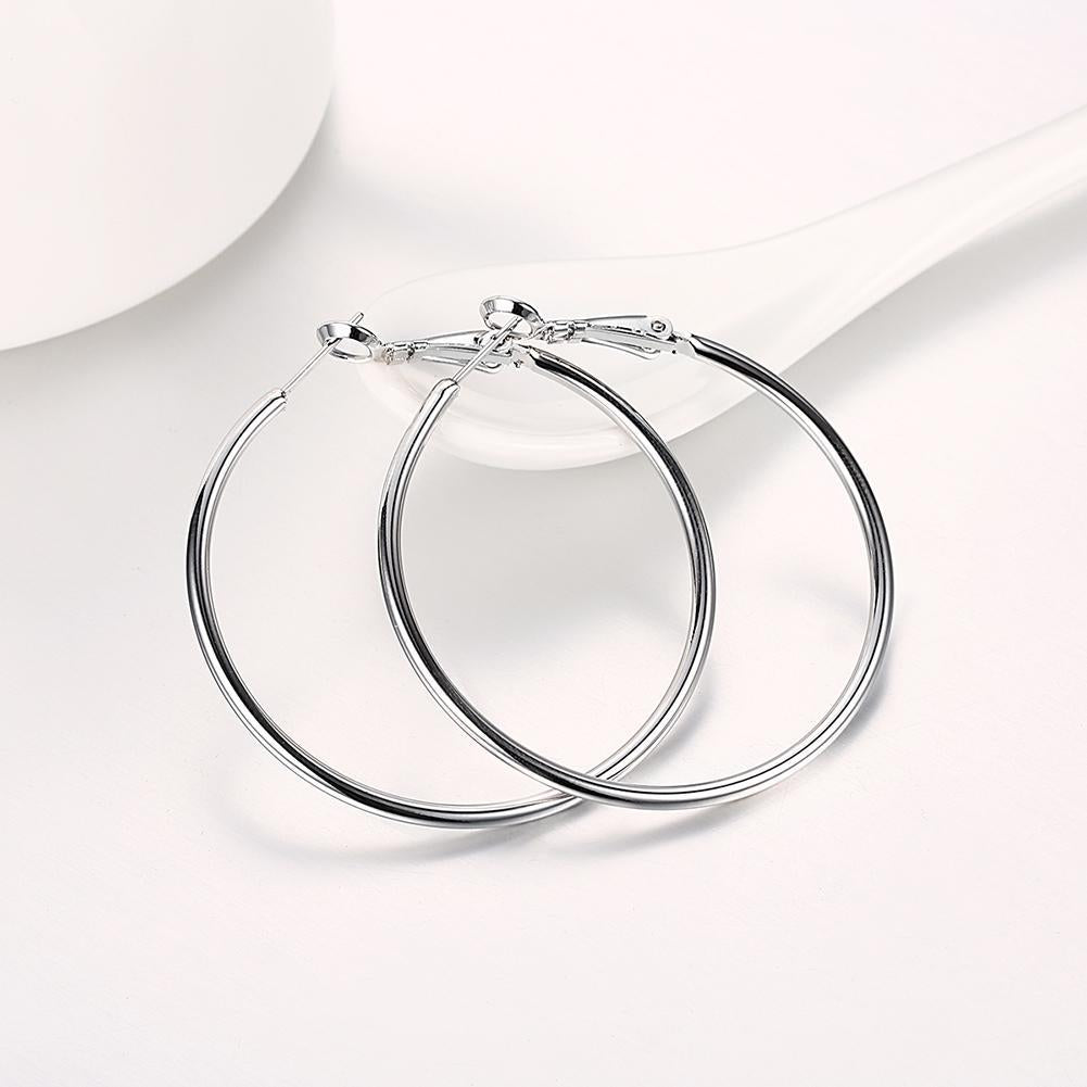 42mm Round Hoop Earring in 18K White Gold Plated