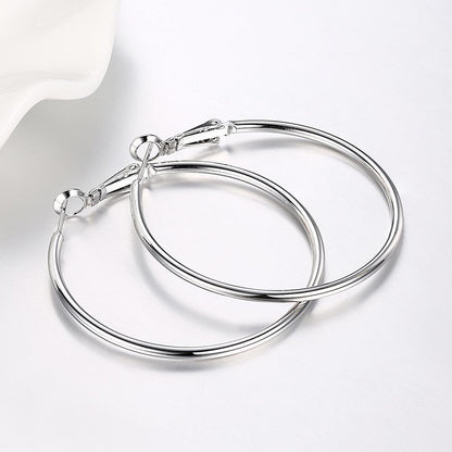 42mm Round Hoop Earring in 18K White Gold Plated
