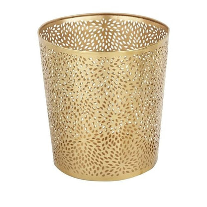 1.3 Gallon Round Perforated Copper Gold Metal Waste Basket Trash Can