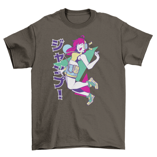 Anime girl headphones music t-shirt