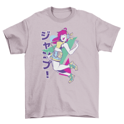 Anime girl headphones music t-shirt