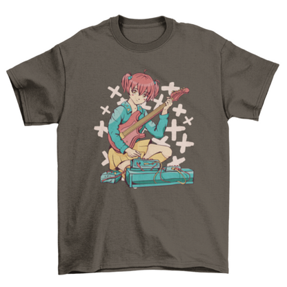 Anime girl electric guitar t-shirt